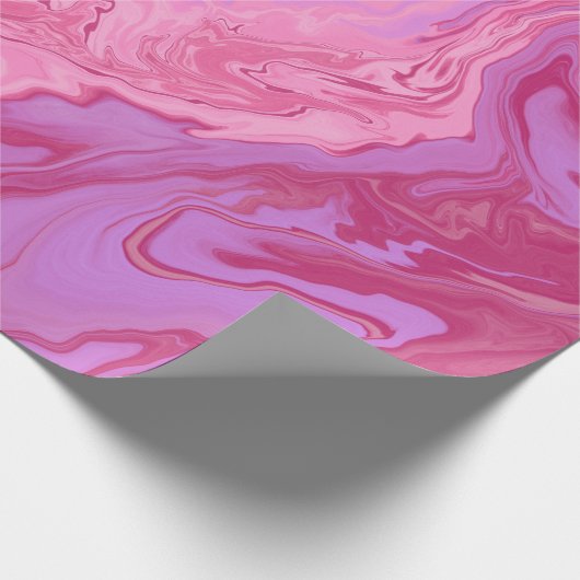 ピンク色エレガントの紫のマーブリードのシックな模様 ラッピングペーパー (角)