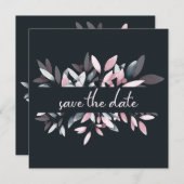 ピンク色エレガントネイビーソフトウォーター セーブザデート (正面/裏面)