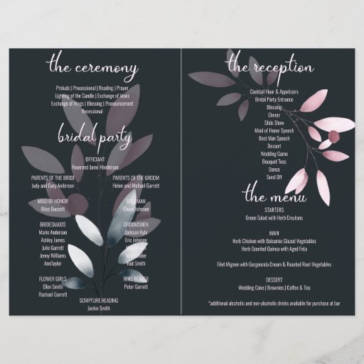 ピンク色エレガント水彩折り畳みフルプログラム (裏面)