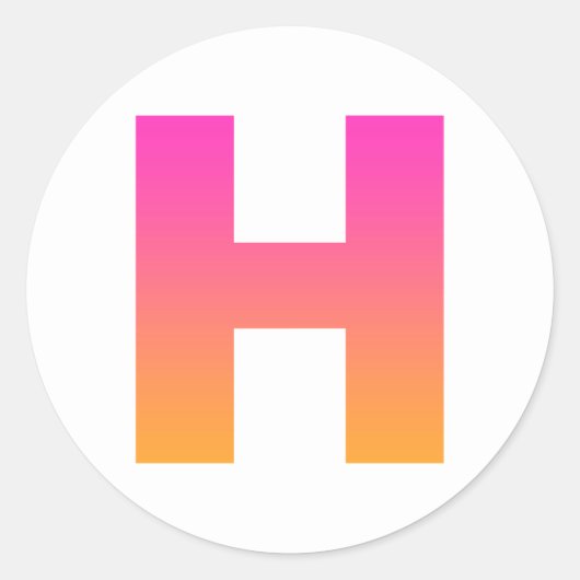 ピンク色オレンジ色グラデーションモノグラムH ラウンドシール (正面)