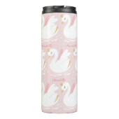 ピンク色ガーリーの可愛い白エレガント鳥のフローラが美しい タンブラー (裏面)