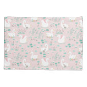 ピンク色ガーリーの可愛い白エレガント鳥の美しいピル 枕カバー (裏面)