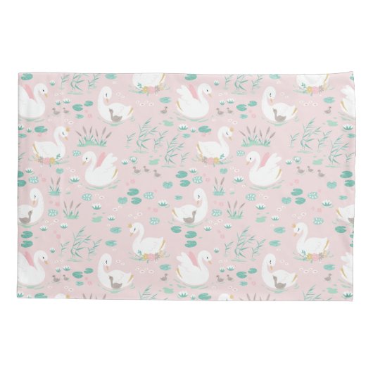 ピンク色ガーリーの可愛い白エレガント鳥の美しいピル 枕カバー (裏面)