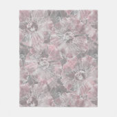 ピンク色スタイリッシュの大きな花 フリースブランケット (正面)