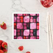 ピンク色ステンドグラスのタイル分離ティッシュペーパー スタンダードカクテルナプキン (インサイチュ)