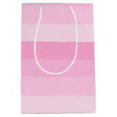 ピンク色ストライプ色 ミディアムペーパーバッグ (正面)