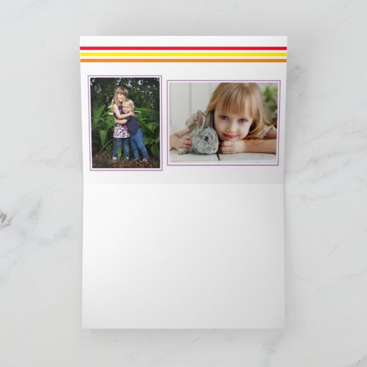 ピンク色スプラッシュ3女の子のためのフォト誕生日カード カード (内部)