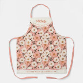 ピンク色デイジー植物学パーソナライズされた エプロン (正面)