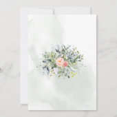 ピンク色バルーンユーカリ緑の赤ちゃんシャワー 招待状 (裏面)