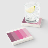 ピンク色パレットの色無地の濃淡ストライプ文字 ストーンコースター (横)