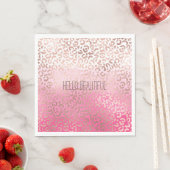 ピンク色ヒョウグラデーションプリントパーソナライズされた スタンダードランチョンナプキン (インサイチュ)