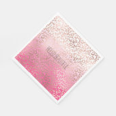 ピンク色ヒョウグラデーションプリントパーソナライズされた スタンダードランチョンナプキン (角)