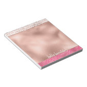 ピンク色ヒョウグラデーションプリントパーソナライズされた ノートパッド (アングル)