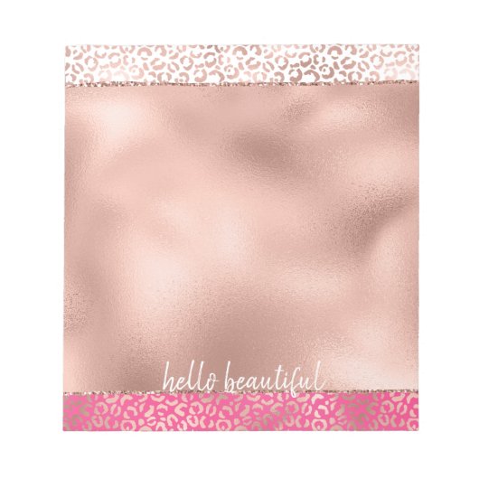 ピンク色ヒョウグラデーションプリントパーソナライズされた ノートパッド (正面)