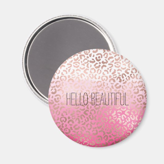 ピンク色ヒョウグラデーションプリントパーソナライズされた マグネット (正面/裏面)