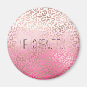 ピンク色ヒョウグラデーションプリントパーソナライズされた マグネット (正面)