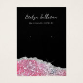 ピンク色フェイク虹色グリッターイヤリングディスプレイカード (正面)