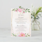 ピンク色フローラ幾何結婚詳細 エンクロージャーカード (スタンド正面)