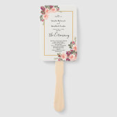 ピンク色フローラ結婚式プログラム ハンドファン (正面)