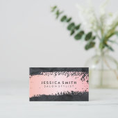 ピンク色ブラシ |くしゃくしゃに黒いテクスチャ 名刺 (スタンド正面)