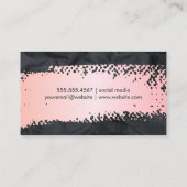 ピンク色ブラシ |くしゃくしゃに黒いテクスチャ 名刺 (裏面)