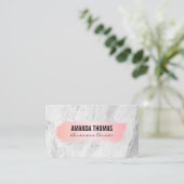 ピンク色ブラシ |白大理石 名刺 (スタンド正面)