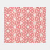 ピンク色ベージュキューブ六角三角形パタ日本のーン フリースブランケット (正面(横))