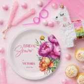 ピンク色マゼンタピーチ牡丹エレガントブライダルシャワー ペーパープレート (パーティー)