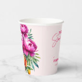 ピンク色マゼンタピーチ牡丹エレガントブライダルシャワー 紙コップ (右)