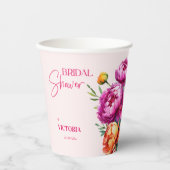 ピンク色マゼンタピーチ牡丹エレガントブライダルシャワー 紙コップ (正面)