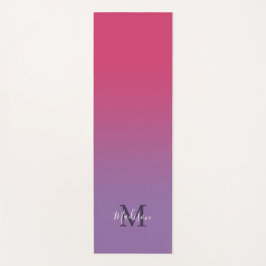 ピンク色ミニマル紫グラデーションモノグラムスクリプト名 ヨガマット