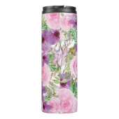 ピンク色モダンの水彩フローラパーソナライズされた  タンブラー (裏面)