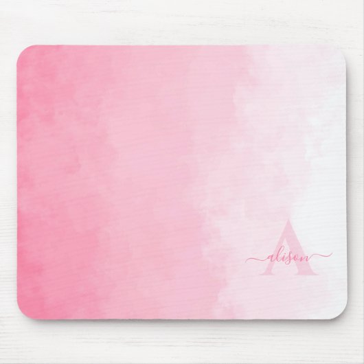ピンク色モノグラグラデーションムフェミニン マウスパッド (正面)