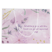 ピンク色ラベンダーフラワーズ抱き枕 ラージペーパーバッグ (裏面)