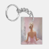 ピンク色彩の鮮やかのバレリーナ キーホルダー (正面左)