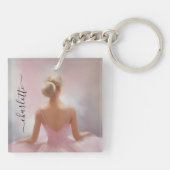 ピンク色彩の鮮やかのバレリーナ キーホルダー (裏面)