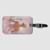 ピンク色彩の鮮やかのバレリーナ ラゲッジタグ (正面横)