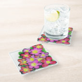 ピンク色彩の鮮やかの花コースター ガラスコースター (アングル)