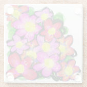 ピンク色彩の鮮やかの花コースター ガラスコースター (裏面)