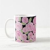 ピンク色彩の鮮やかバラ コーヒーマグカップ (左)