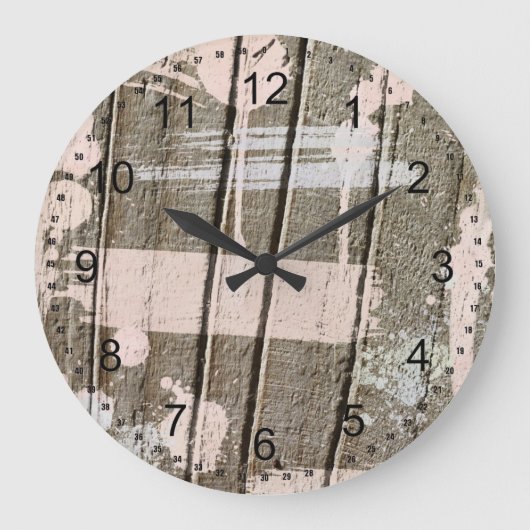 ピンク色彩の鮮やかフェイクウッド ラージ壁時計 (正面)