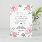 ピンク色彩の鮮やかフローラ牡丹結婚式招待状 招待状 (スタンド正面)