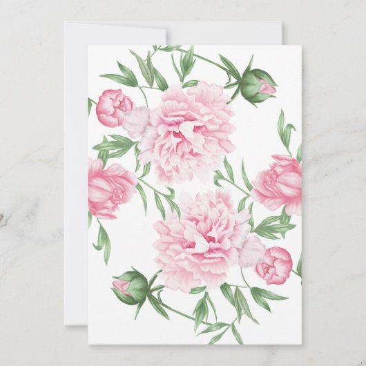 ピンク色彩の鮮やかフローラ牡丹結婚式招待状 招待状 (裏面)