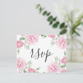 ピンク色彩の鮮やかフローラ | RSVP インビテーションポストカード (スタンド正面)