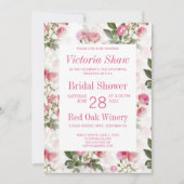 ピンク色彩の鮮やかローズのブライダルシャワーへの招待 招待状 (正面)