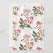 ピンク色彩の鮮やかローズのブライダルシャワーへの招待 招待状 (裏面)
