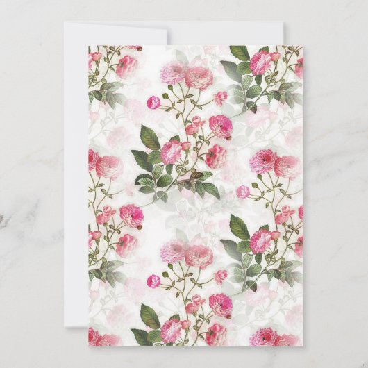 ピンク色彩の鮮やかローズのブライダルシャワーへの招待 招待状 (裏面)