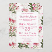 ピンク色彩の鮮やかローズのブライダルシャワーへの招待 招待状 (正面/裏面)