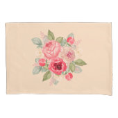 ピンク色彩の鮮やかローズブーケ 枕カバー (正面)