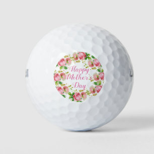 ピンク色彩の鮮やかヴィンテージバラ- Happy Mother's Day ゴルフボール